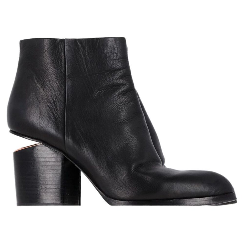 Alexander Wang Gabi Cutout Heel Ankle Boots in Black Leather